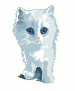 Схема Белый и пушистый котенок