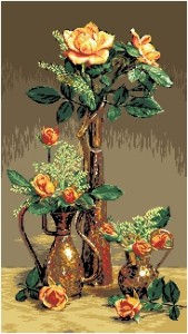 Схема Розы в восточных вазах / G 431 Trandafiri in vase orientale