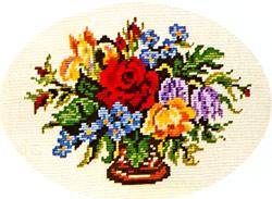 Схема Разноцветные цветы в овале / Wiehler 3528-6 Brightly Coloured Flowers