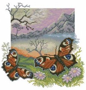 Схема Бабочки павлиний глаз и горы