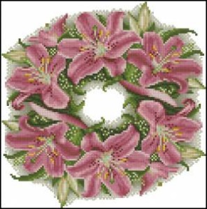 Схема Венок из розовых лилий