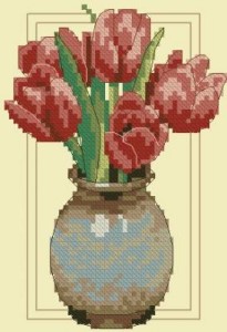 Схема Тюльпаны в глиняной вазе