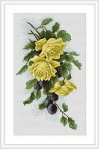 Схема Желтые розы со сливами