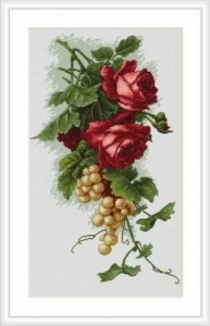 Схема Красные розы с виноградом