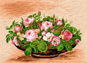 Схема Розовые цветы в вазе / Cos cu Trandafiri