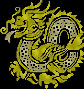 Схема Двухцветный дракон (золото — серебро)