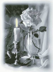 Схема Белая роза и свеча