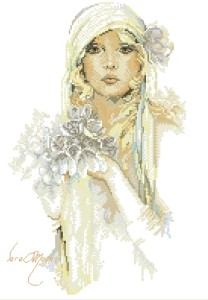 Схема Леди с сиреневым цветком (Сара Мун)