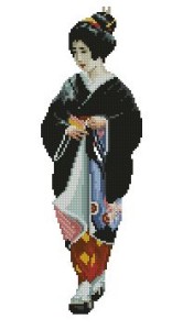 Схема Гейша в чёрном кимоно