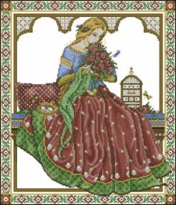 Схема Девушка с букетом цветов