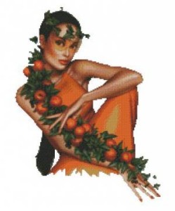 Схема Девушка с мандариновой веткой (Дорис)