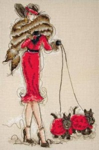 Схема Дама с собачками в красном / Great Scotts II