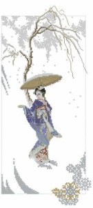 Схема Гейша в сиреневом кимоно