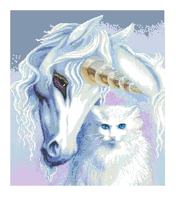 Схема Единорог и кошка / Winter White