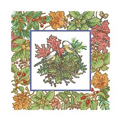 Схема Осенняя подушка с гнездом / Autumn Chickade
