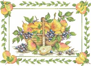 Схема Корзина с грушами и виноградом