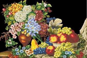 Схема Эффектные цветы с фруктами