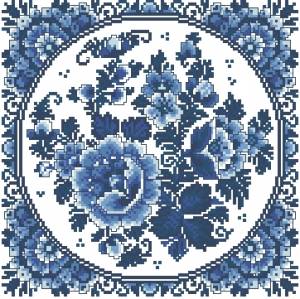 Схема Гжель. Голубые цветы