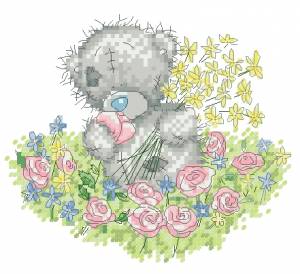 Схема Мишки Тедди, цветы