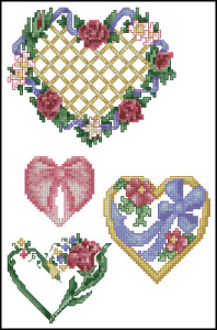 Схема Сердечки с цветами. Любовь