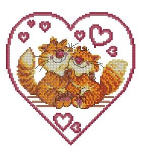 Схема Влюбленные коты в сердечке