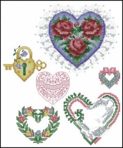 Схема Сердечки с цветами.