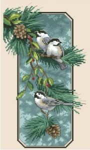Схема Синички на ветке / Chickadees on a Branch