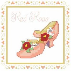 Схема Туфелька Красная роза / Shoe Red Rose