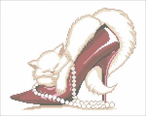 Схема Кошечка в туфельке с бусиками