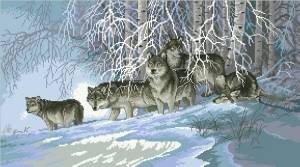 Схема Волки в зимнем лесу