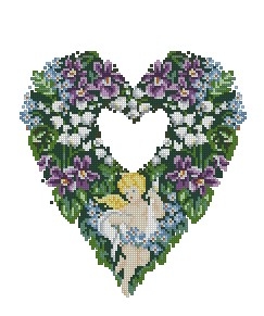 Схема Цветочное сердце с ангелом