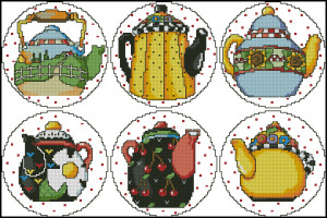 Схема Коллекция чайников / Teapot Collection 2 Coasters