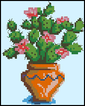 Схема Цветущий кактус в горшочке