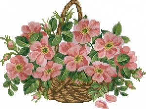 Схема Корзинка с цветами шиповника