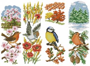 Схема Сезонные панельки с птичками