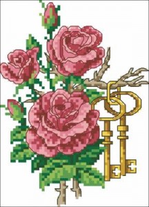 Схема Мотив для ключницы с розами