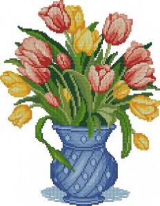 Схема Тюльпаны в голубой вазе
