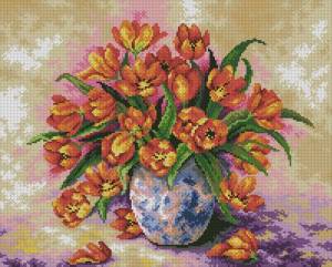 Схема Яркие тюльпаны в вазе