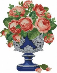 Схема Розы в синей вазе