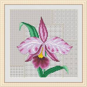 Схема Розовая орхидея с элементами Блэкворк