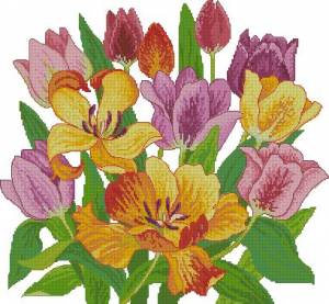 Схема Яркие тюльпаны