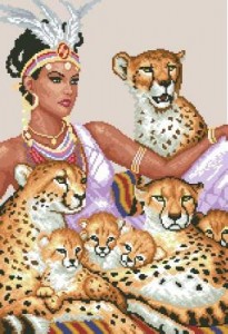 Схема  Девушка с леопардами