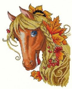 Схема Лошадь в осенних листьях
